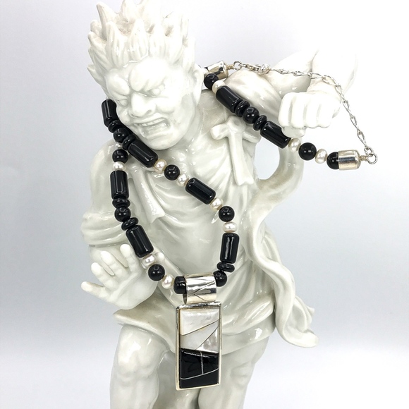 Jay King Jewelry - Jay King Onyx/Mother of Pearl SS Necklace/Pendant